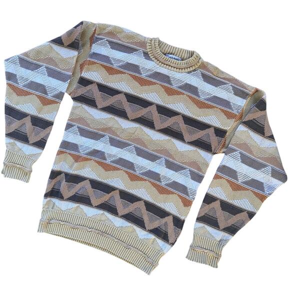 Tricots St Raphael Sweater 1980s Coogie Style Knit Color Block Jumper Sweater - Picture 1 of 6